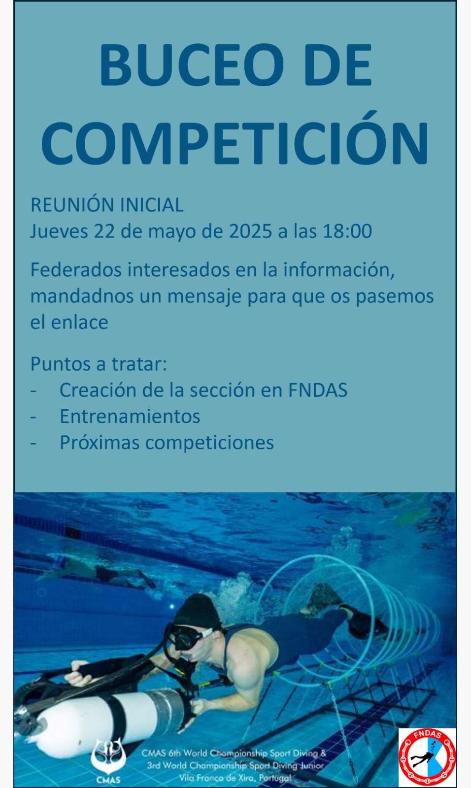 Reuni&oacute;n informativa sobre el buceo de competici&oacute;n (22 de mayo: 18.00 horas)